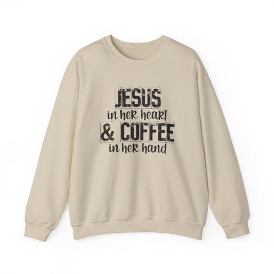 Jesus in her heart & coffee in her hand